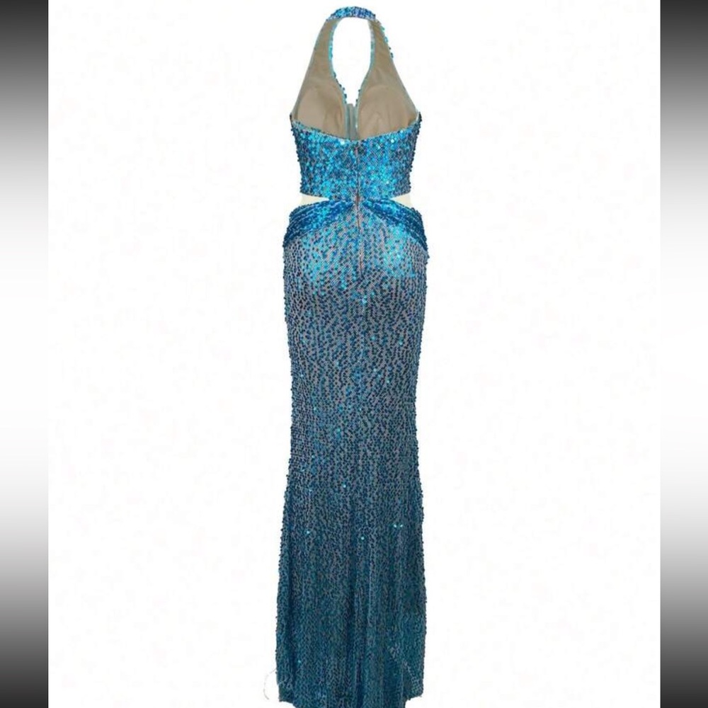 Rhinestone And Sequin Patchwork Backless Sleevele… - image 2